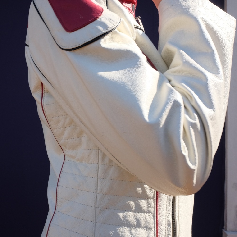 White & Red Leather Jacket